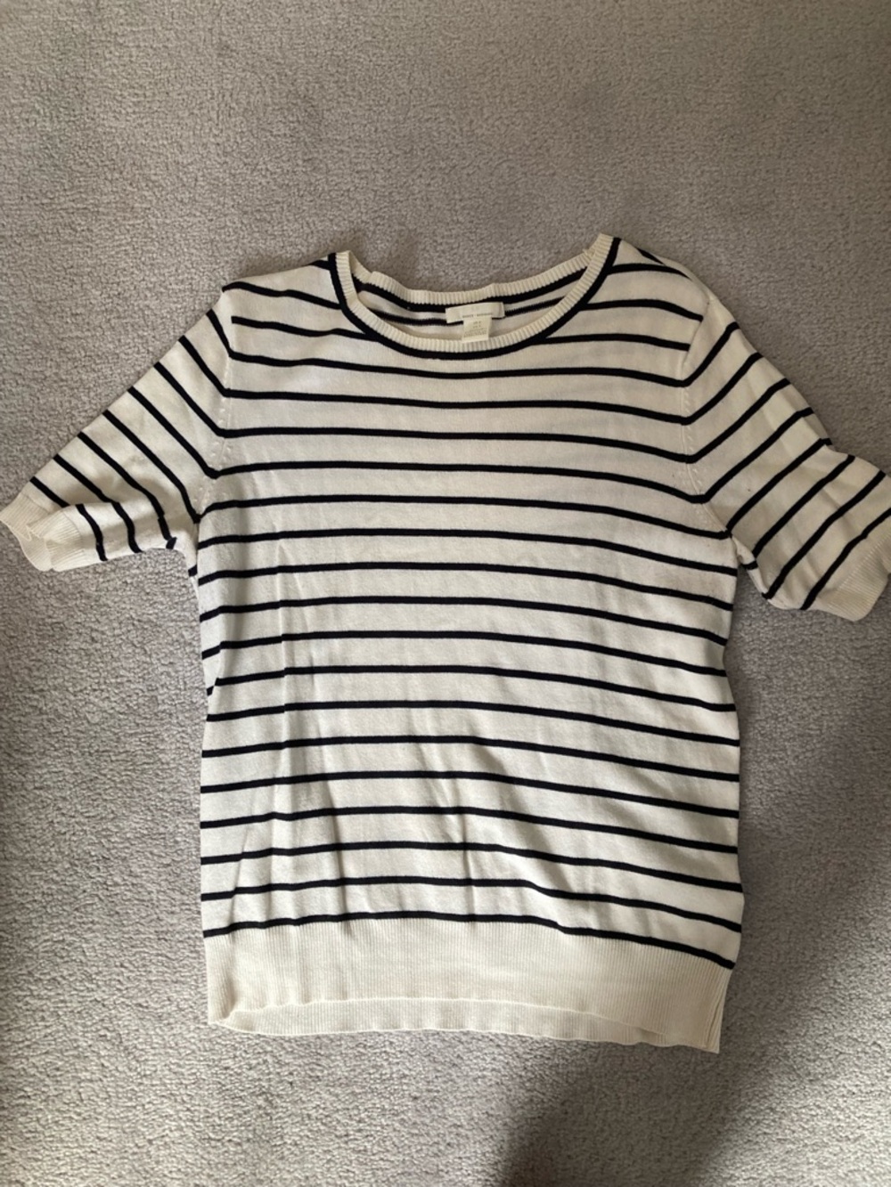 H&M Basics -  Cream and Black Striped Knit Top